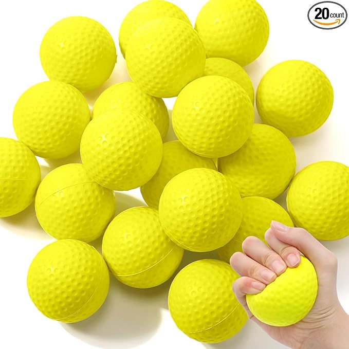 Libima 20 Pcs Mini Golf Stress Ball Bulk 2.5 Inch Foam Practice Balls Stress Relief Sports Ball with Storage Bag for Golf Birthday Party Favors Carnival Reward Classroom Stocking Stuffers