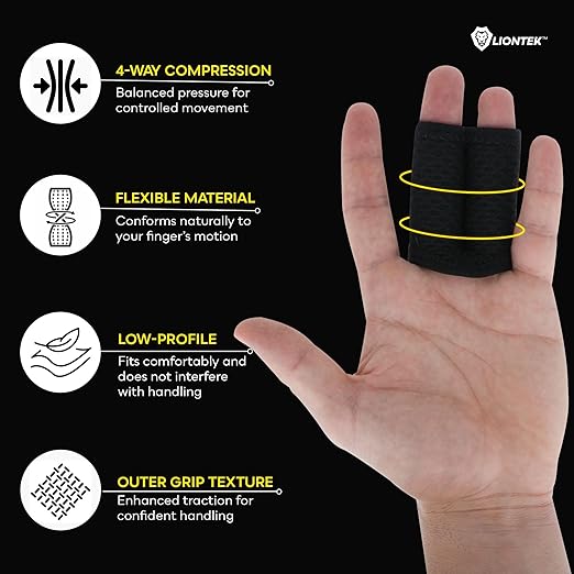 LIONTEK Double Flow Finger Sleeve V3 Pair — Joint Support & Compression for Activity, BJJ, Fitness, Volleyball, Basketball, and More