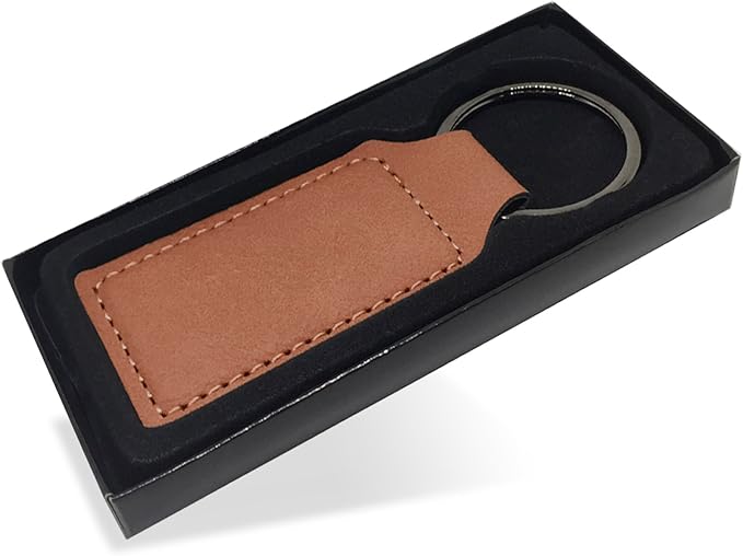 LaserGram Rectangle Keychain, Coat of Arms Germany, Personalized Engraving Included (Dark Brown)