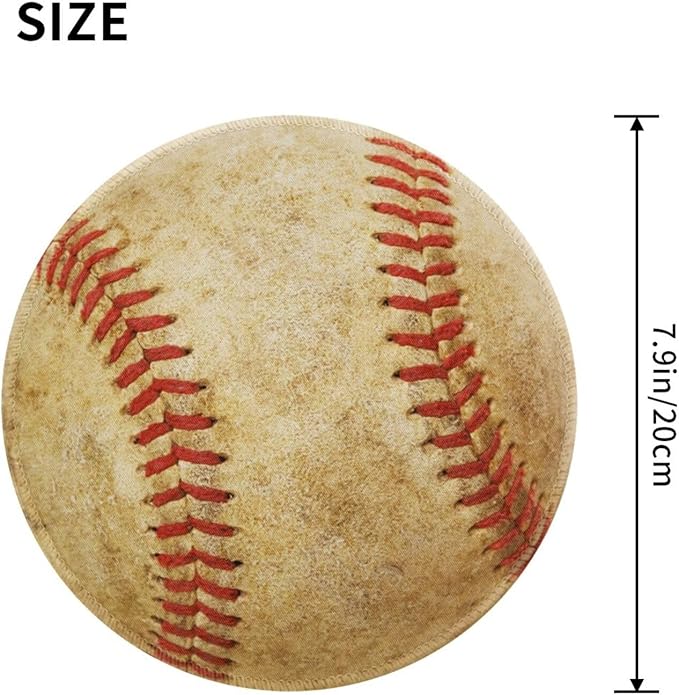 Vintage Worn Baseball Ball Round Mouse Pad, Small Gaming Mousepad with Stitched Edge, Non-Slip Rubber Base Mouse Mat Office Desk Accessories for Laptop Computer Decor 7.9 X 7.9 Inch