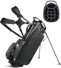14 Way Golf Stand Bag, Full Length Dividers PU Leather Golf Bag with Plush Top for Men/Women, Waterproof & Versatile Storage Golf Bag with Cooler, Rain Cover and Removable Straps