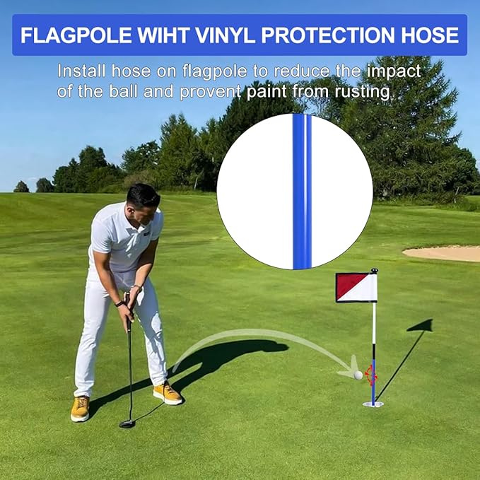 Golf Flagstick 3ft,Golf Flag Hole Cup Set Double-Sided Putting Green Flags for Backyard Putting Green Driving Range Practice Two-Section Design Portable