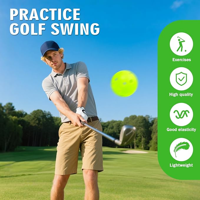 26 Pack Practice Golf Balls, 41mm Hollow Airflow Plastic Golf Balls with Golf Tees, for Indoor Outdoor Driving Range Backyard Swing Practice