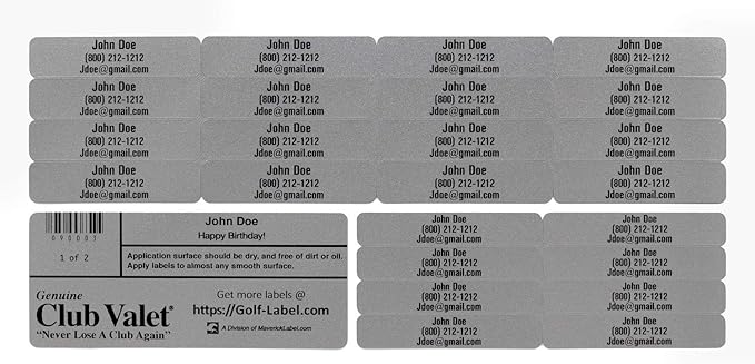 Customized Golf Club Labels – 24 Classy Identification Personalized Labels for Golf Clubs, Tools & More – Weatherproof, Fade Resistant