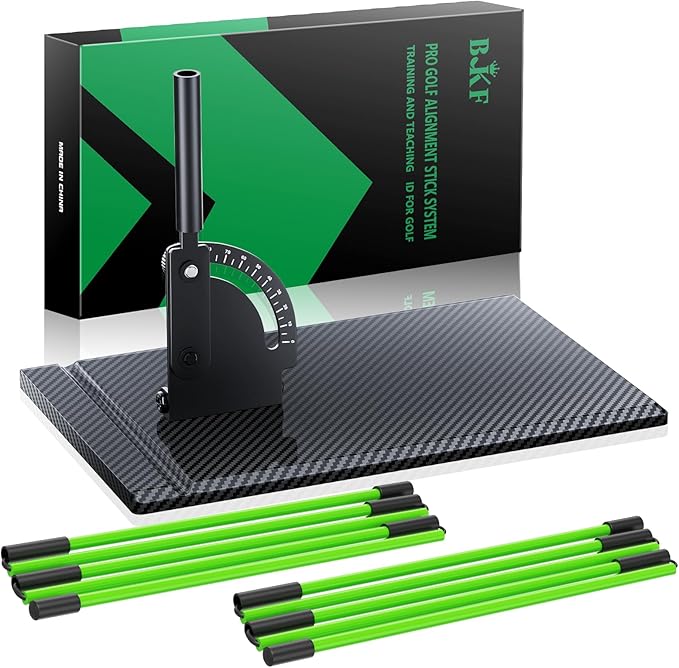BKF Golf Alignment Sticks and Angle Holder Set with Portable Bag, Golf Swing Trainer, Golf Training Practice Teaching Aid and Equipment, Golf Accessories Gifts for Man
