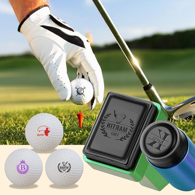 Personalized Golf Ball Stamp Golf Marker Custom Name Golf Ball Stamper with Monogram Waterproof Ink Golf Accessories Gifts for Golfer Men Women Dad Husband Boyfriend