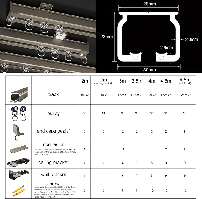 Aluminum Alloy Silent Curtain Tracks Ceiling Or Wall Mounted Curtain Rail Drapes Rail Room Dividers Sliding Curtain Rail (champagne, 2m(not segmented))
