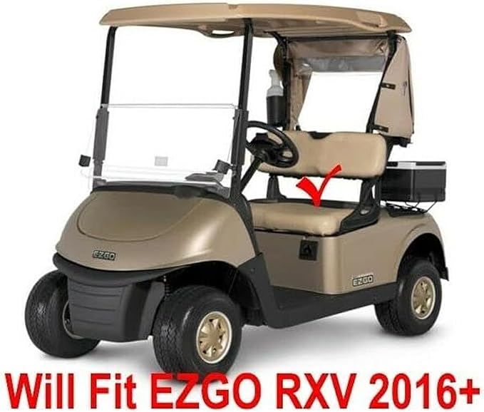 Huskey 2PCS Golf Cart Front Seat Covers for EZGO RXV 2008-UP G&E Models Custom Two-Tone Black Diamond Stitching with Black Piping, Marine Grade Vinyl Material, Staple on Design