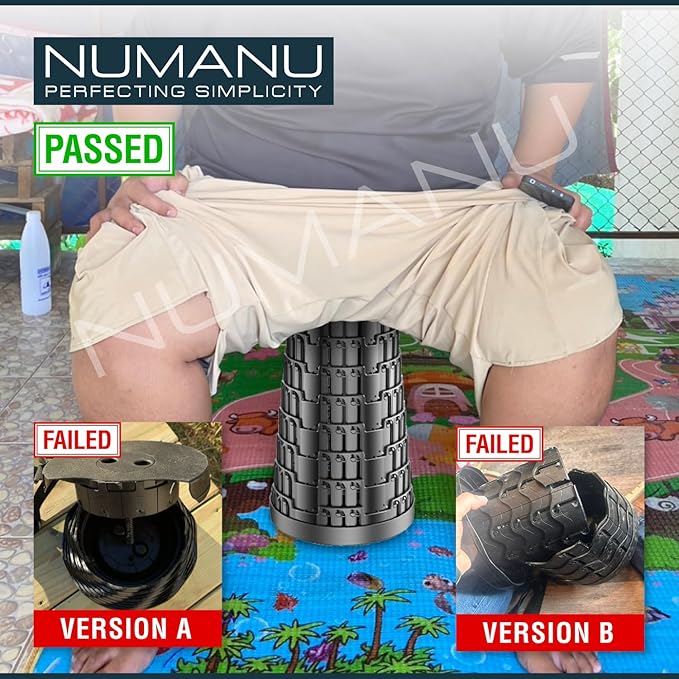 NUMANU 2025 Upgraded Collapsible Stool, Max 620lbs 2.5"-18" H Adjustable Portable Folding Stool for Adults, Retractable Foldable Telescopic Seat Camping Chair or Footrest (1PK Hard Seat)