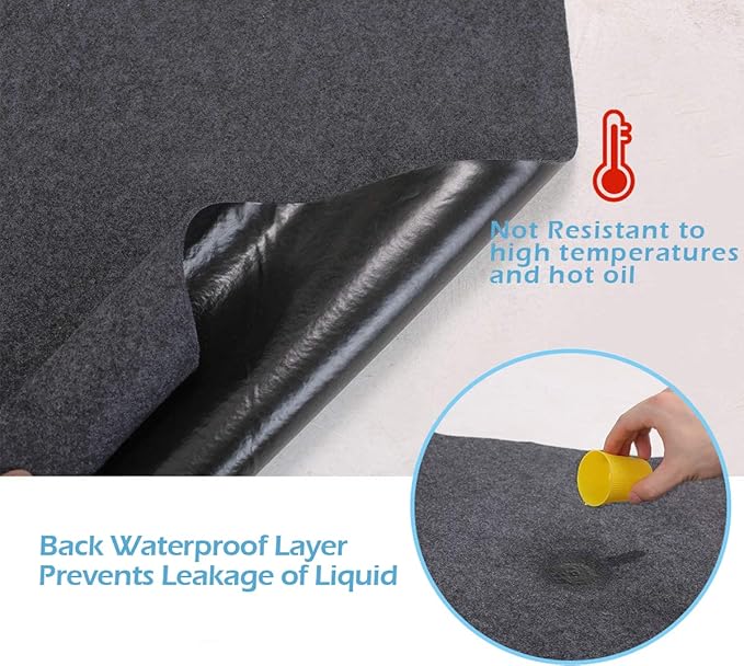 JOMMIE CHEN 36X60 Iches Garage Mats for Floor Absorb Liquids Oil Drip Pan for Under Car Waterproof Rubber Backing Layer Oil Spill Mat Protects Floor from Spills Drips Splashes Stain(36x60 in)