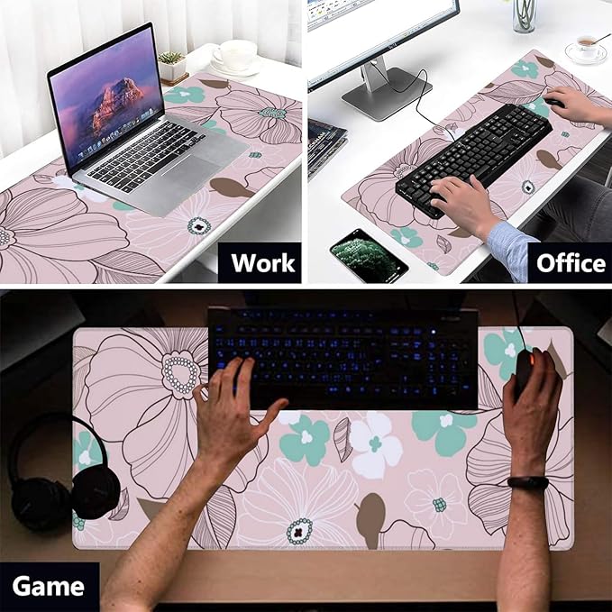 Neon Music Gaming Mouse Pad, Office Desk Mat, Anti-Slip Rubber Base Cool Aesthetic Mouse Pads for Computer Laptop Keyboard School Home Desktop Gamer Home Accessories Decor 31.5" x 11.8"