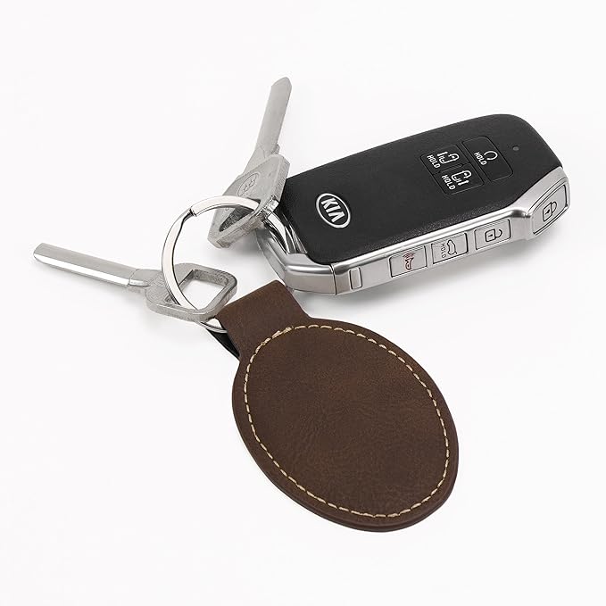 LaserGram Oval Keychain, Palm Trees, Personalized Engraving Included (Rustic with Gold)