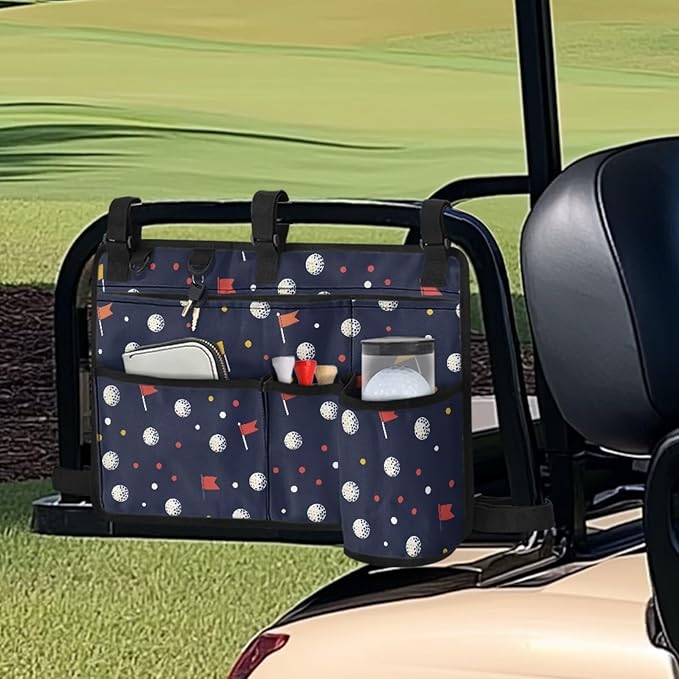 Golf Ball Golf Cart Rear Seat Organizer Universal No Drilling Storage Bag Lightweight Accessories