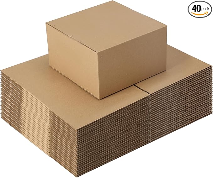 6x6x4 Shipping Box set of 40, Kraft Business Corrugated Box Mailers for Packaging