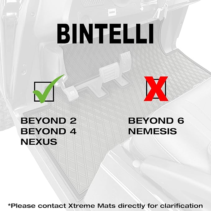 Xtreme Mats Rubber Golf Cart Mat for Bintelli Golfcars, Full Coverage Rubber Front Floor Liner Protects OEM Factory Flooring Compatible with Bintelli Beyond & Nexus (Blue Trim)