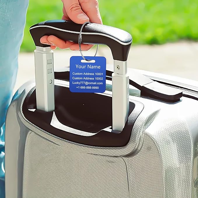 Personalized Initial Luggage Tags for Suitcases - Metal Engraved Custom ID Luggage Name Tag - School Bag Backpack Tags for Kids Women Travel Essentials Golf Baggage Accessories