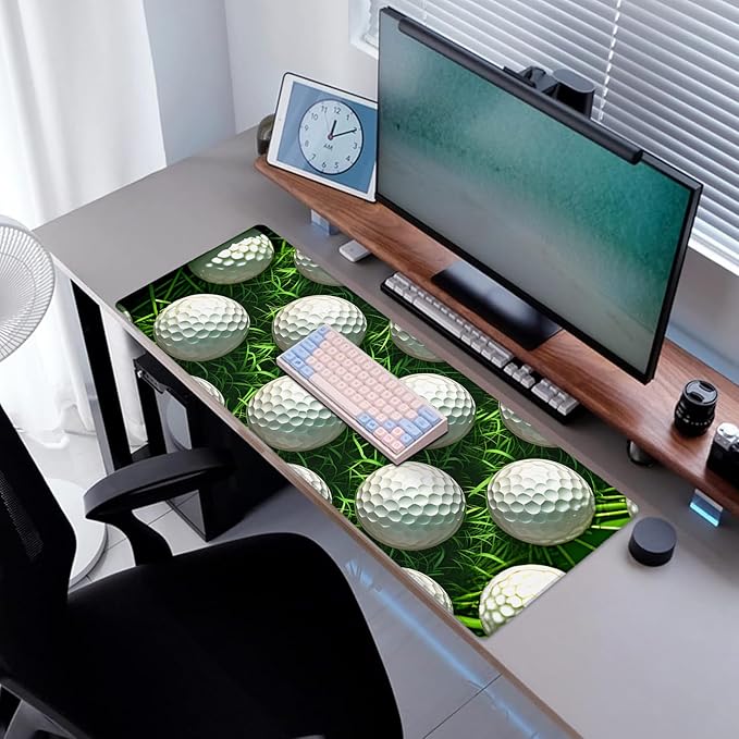 Golf Gaming Mouse Pad, Desk Mat, Non-Slip Rubber Base Cool Aesthetic MousePads for Computer Laptop Keyboard Office School Home Desktop Accessories Decor 31.5" x 11.8"