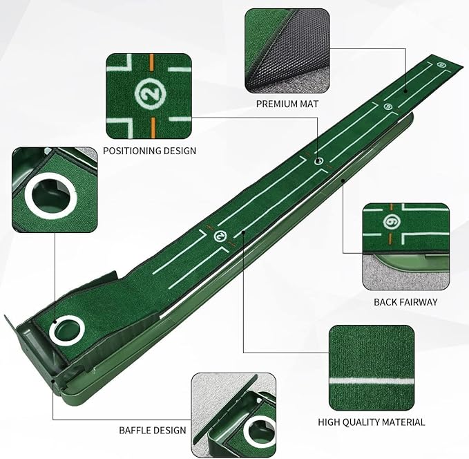SWINGTEK Putting Green Mat Indoors, Practice with Auto Ball Return - Ideal for Home and Office, Great Gift