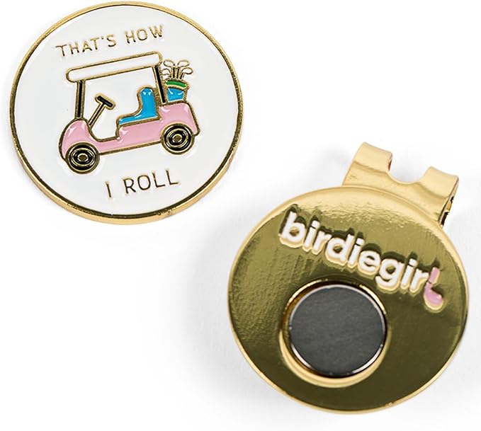 Birdie Girl Women's Golf Ball Marker Hat Clip, Magnetic Golf Ball Marker, Golf Bag Accessories