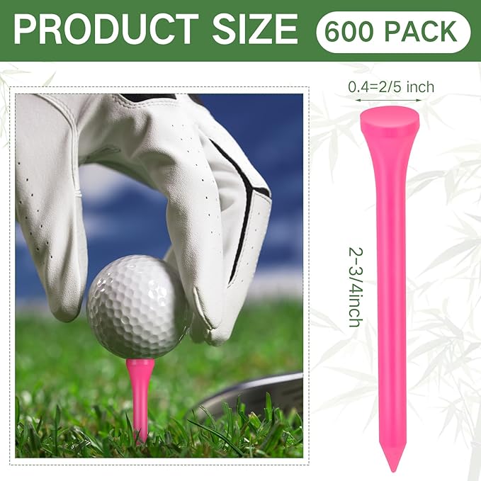 Mudder 600 Pack Golf Tees Bulk Wooden Golf Tees Multicolor Wood for Men Balls Accessories