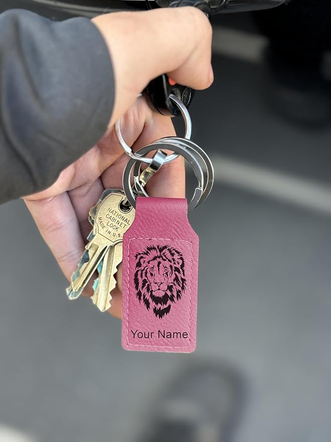 LaserGram Rectangle Keychain, Coat of Arms Germany, Personalized Engraving Included (Pink)