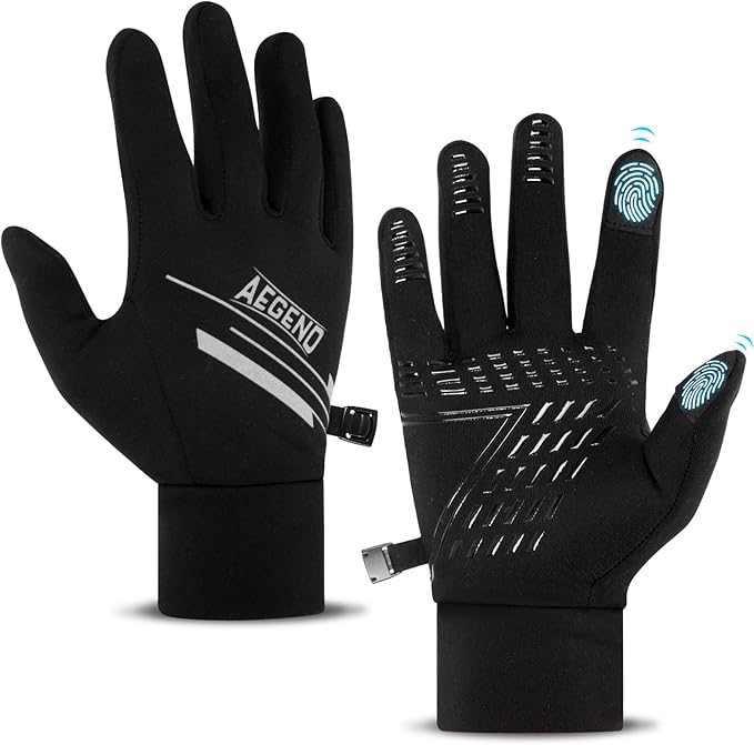 Aegend Lightweight Winter Gloves for Men Women, Warm Running Gloves Touchscreen Thermal Glove Liners for Cold Weather Driving, Cycling & Hiking, Non-Slip, Elastic Cuff, Stretchy, Durable