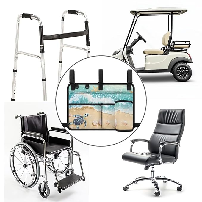 Beach Golf Cart Rear Seat Organizer Foldable Storage Bag for Club Car, Wheelchair and Walker