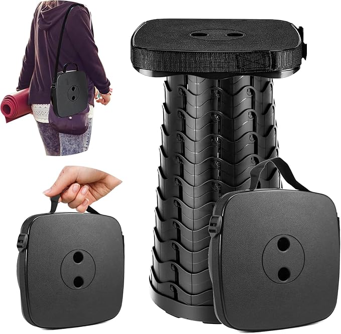 Collapsible Stool - Lightweight Folding Stool, 485lbs Capacity, Portable for Adults, Camping, Fishing, Hiking, Outdoor, Travel