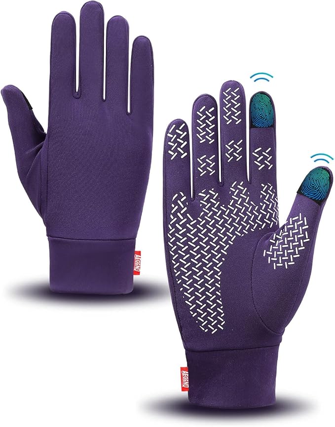 Aegend Lightweight Winter Gloves for Men Women, Warm Running Gloves Touchscreen Thermal Glove Liners for Cold Weather Driving, Cycling & Hiking, Non-Slip, Elastic Cuff, Stretchy, Durable
