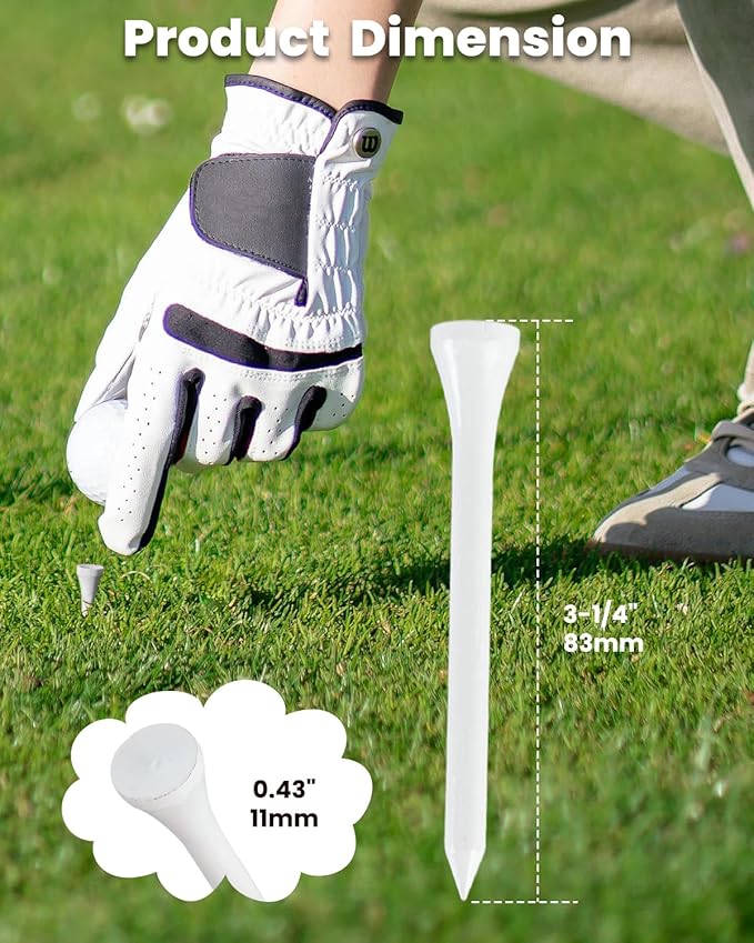 Bamboo Golf Tees 1000 PCS, 2-3/4 inch(70mm) & 3-1/4 inch (83mm) Length, Stronger Than Wood Tees