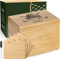 Golf Storage Box Golf Gifts - Golf Scorecard Collection Box with 5 Wooden Dividers - Golf Organizer for Scorecards, Photos, Keepsakes; Fathers Day Dad Gifts for Men from Wife (Yellow)