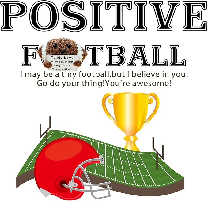 Mini Handmade Crochet Football for Him Who Loves Football, for Boyfriend/Husband, Emotional Support Footballs Romantic I Love You Gift Birthday Gifts