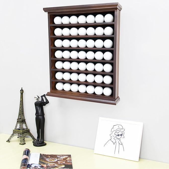 Luxurious Display Cabinet for Golf Balls - Perfect Showcase for Vice, Taylormade, Titleist Golf Balls - Elegant Mahogany Construction, Holds 49 Golf Balls, Ideal Collectible for Golf Enthusiasts