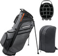 Golf Stand Bag 14 Way Full-Length Dividers with Stand, Lightweight Golf Bag for Men, 7 Pockets, Dual Strap, Rain Hood, Portable Golf Club Bag for Men Women, Gray/Black