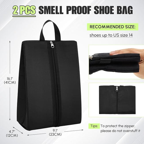 2 Pack Smell Proof Shoe Cleat Bag for Travel Water-resistant Odor Absorbing Lightweight Golf Soccer Shoe Storage Organizer Shoe Pouch with Zipper Dust-proof for Gym Sports Travel Work