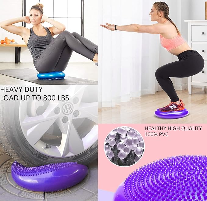NEISHNG 3-Pack Stability Wobble Cushions with Hand Pumps, Kids Sensory Wiggle Seat for Classroom, Core Trainer Balance Disc for Gym and Home Workout (5 Color)