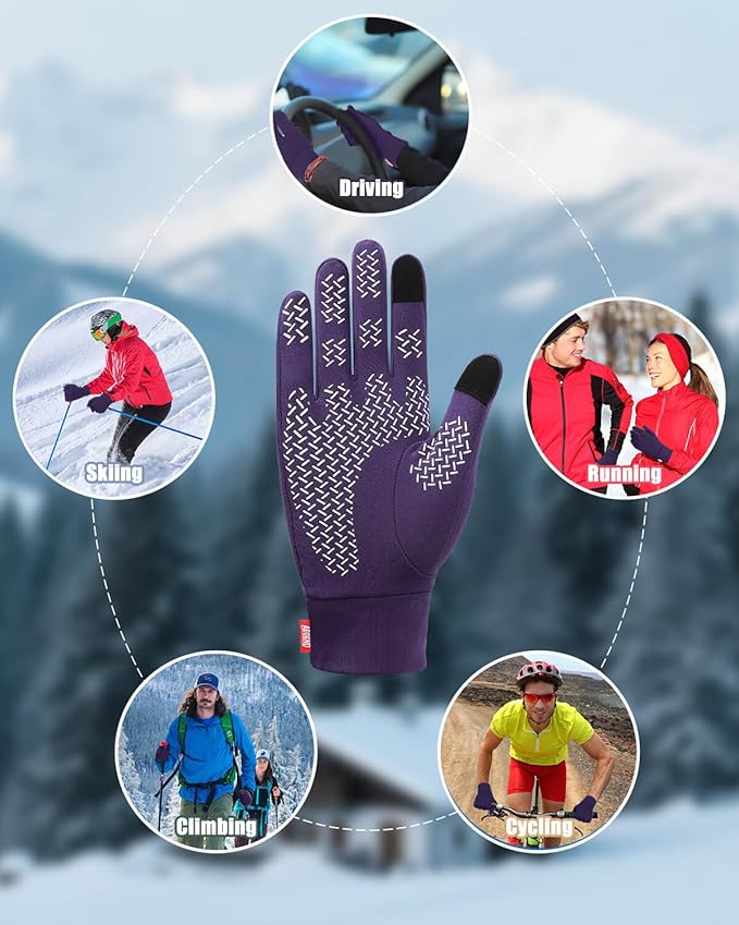 Aegend Lightweight Winter Gloves for Men Women, Warm Running Gloves Touchscreen Thermal Glove Liners for Cold Weather Driving, Cycling & Hiking, Non-Slip, Elastic Cuff, Stretchy, Durable