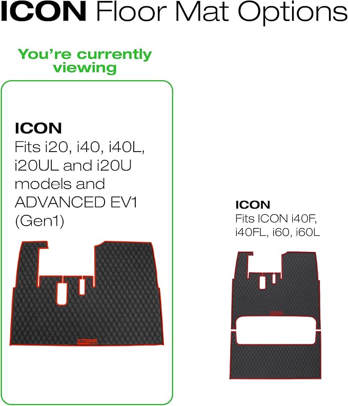 Xtreme Mats ICON Compatible, Full Coverage Golf Cart Floor Liner - Compatible with ICON Golf Carts (i20, i40) and Advanced EV (Gen1) - Beige Trim