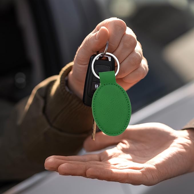 LaserGram Oval Keychain, Off Road Racer, Personalized Engraving Included (Green)