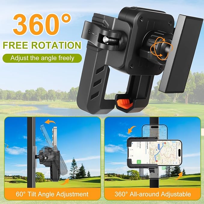 Golf Cart Phone Holder Magnetic, Compatible with EZGO/Club Car/Yamaha,with Upgrade N52 Magnets and 360° Rotation,Golf Phone Mount with Ultra Strength Magnetic for Cell Phone iPhone,Samsung