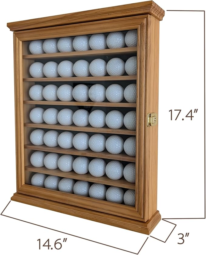 Premium 'Hole in One' Golf Ball Display Case - Exceptional Craftsmanship, Elegant Home Decoration, and Ideal Gift for Golf Enthusiasts Natural Color