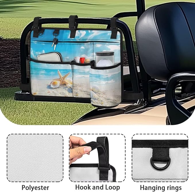 Fashion Golf Cart Rear Seat Organizer Lightweight Storage Bag Accessories for Club Car, Wheelchair and Walker