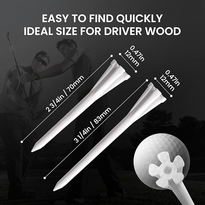 FINGER TEN Golf Tees Plastic Unbreakable Easy to Find Bulk Value 500 Count, 2 3/4 3 1/4 Inch Stable Tee Driving Range Reduce Friction, Green Red White USA Flag Practice