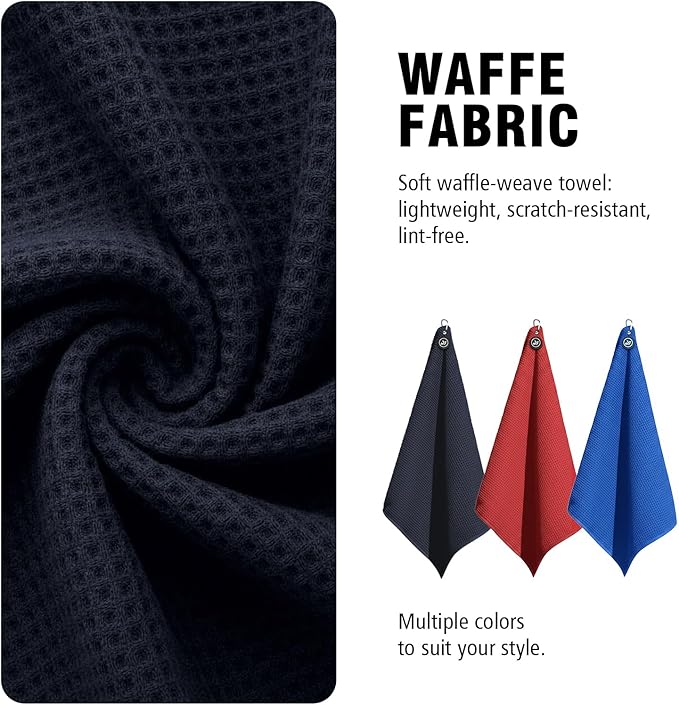 Dragon tiger Magnetic Golf Towel – 23.6"x15.7" Microfiber Waffle Weave with Magnet & Carabiner, Ultra Absorbent for Clubs, Bags & Carts, (Blue)