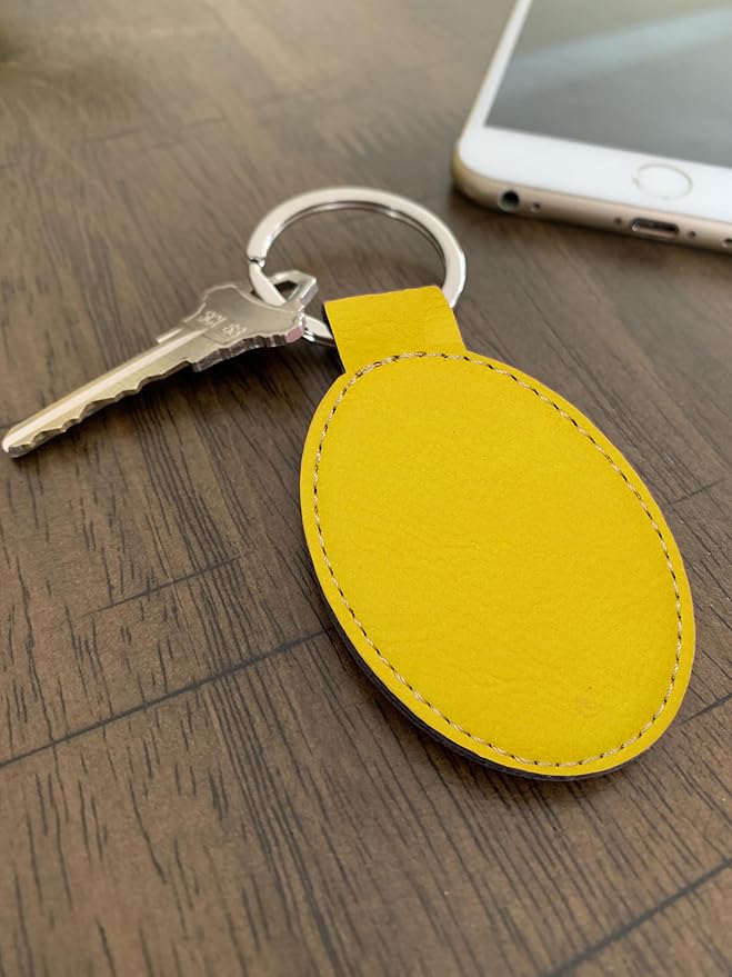 LaserGram Oval Keychain, Sunflowers, Personalized Engraving Included