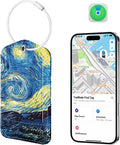 TopMade Smart Luggage Tag with Find My, Premium Leather Luggage Tags for Suitcase, Travel Bags, Backpacks, Anti-Lost Suitcase Tag Tracker for Travel with Privacy Name Card, Rechargeable