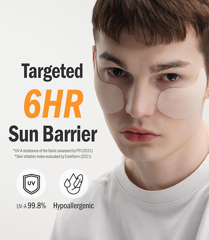 DASHU Daily Sunshield Golf Patch 5 Pairs - Korean Skin Care Cooling Gel Patches for Outdoors, Portable Collagen Patches for Face, Age Defying Sun Shield Peptide Patch, Easy Peel Off Facial Patches