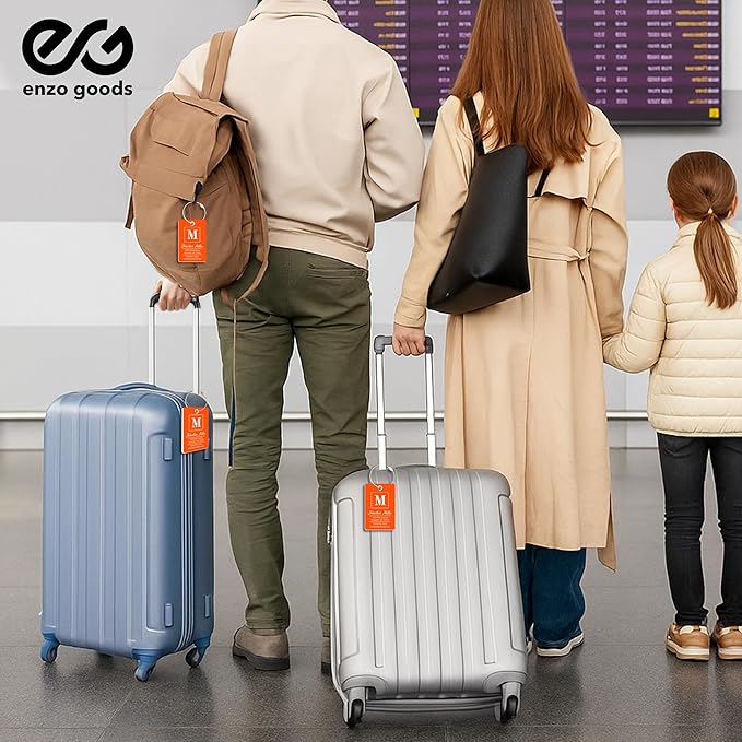 Personalized Luggage Tag | 4 Pack | Custom Luggage Tags for Suitcases | Kids Backpack Tag | 10 Color Options & Choose Font, Font Color