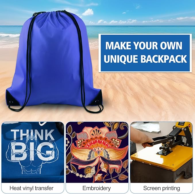 KUUQA 60Pcs Blue Drawstring Backpack Bag Sack Drawstring Bags Bulk String Bags Storage Bags for Sport Gym Traveling