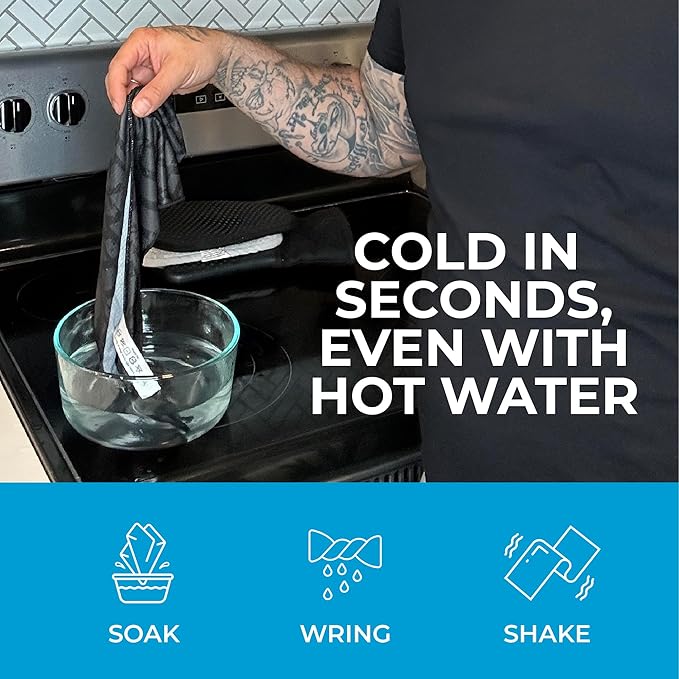 SHAKEitCOOL Extended Size Cooling Towel – Be Cool in Style - Heat Relief, Soft, Lightweight, Sun Protection, Easy Clean - Perfect for Biking, Hiking, Running, Yoga, Golf, Gardening - Retro Wave M